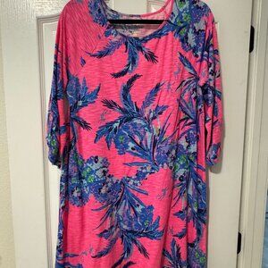 LILLY PULITZER SURFCREST DRESS WOMEN SIZE MEDIUM TIKI PINK TROPICAL VACATION